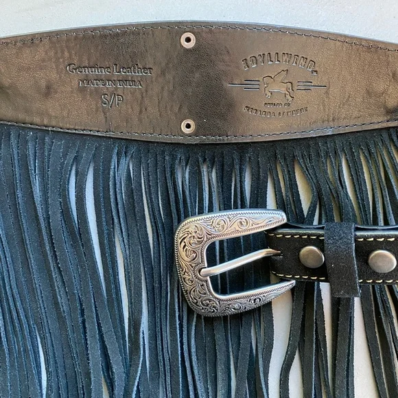 RARE Idyllwind Suede Studded Fringe Belt western rodeo festival biker leather - Picture 8 of 10